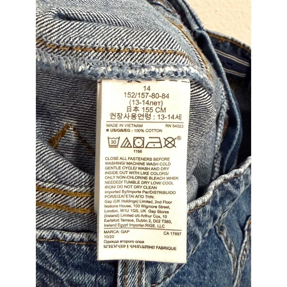 GAP Kids Barrel Jeans Girls Size 14 High Waist Tapered Leg Utility Streetwear